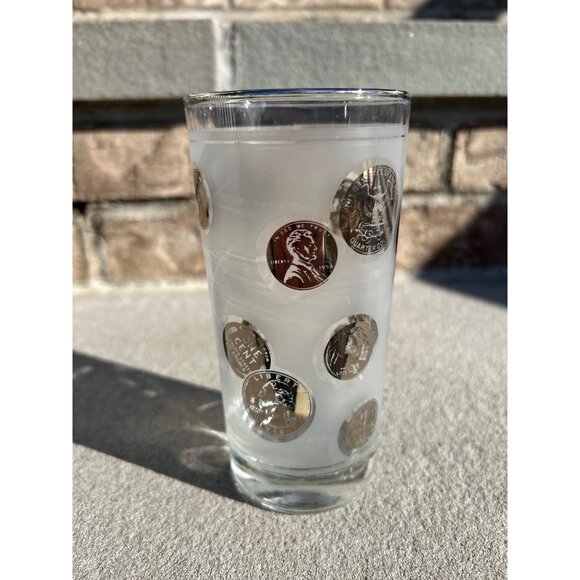 Libbey Frosted Silver Coin Glass Tumblers. - Picture 2 of 7